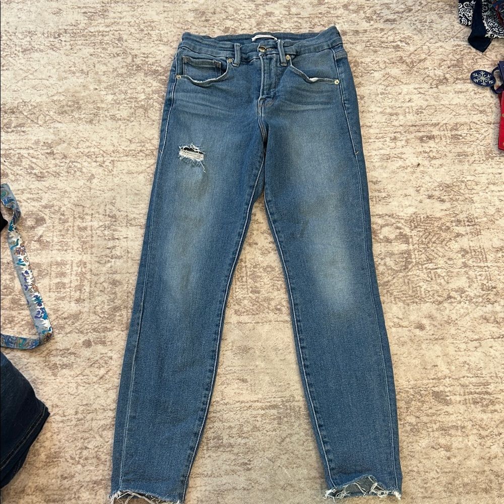 Good American Blue Distressed Skinny Jeans good legs size 6/28
